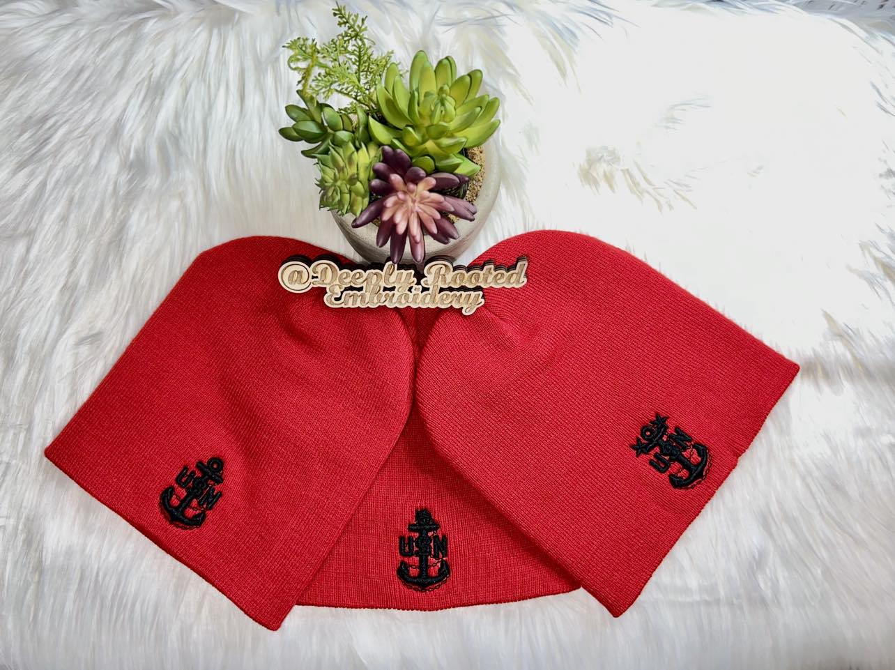 Navy Chief Beanie 3D Puff