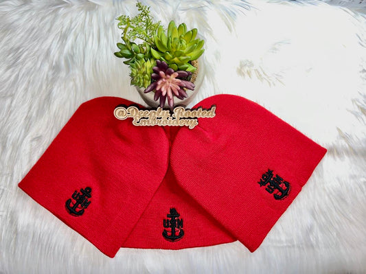 Navy Chief Beanie 3D Puff