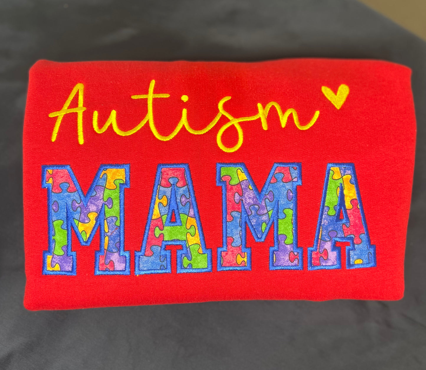 Autism Mama Applique Crewneck Sweatshirt