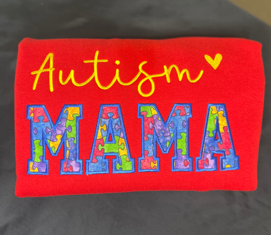 Autism Mama Applique Crewneck Sweatshirt