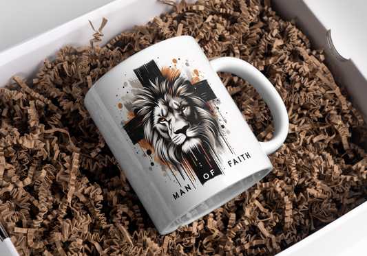 Man of Faith Lion Mug - Inspirational Christian Coffee Mug